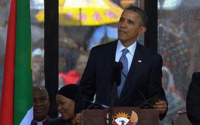 Barack Obama at Mandela's memorial