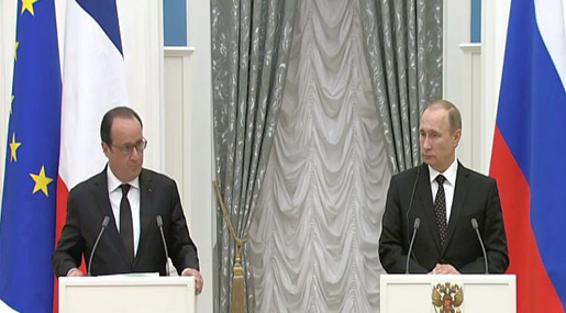 Russian President Vladimir Putin and French President Francois Hollande