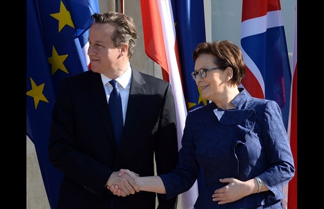 Polish Prime Minister Ewa Kopacz and her British counterpart David Cameron