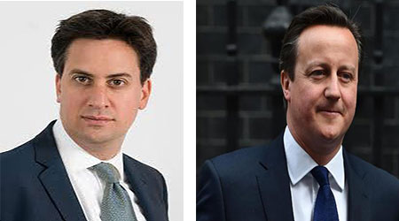 Ed Miliband the Leader of Labor Party and David Cameron the Leader of Conservative Party