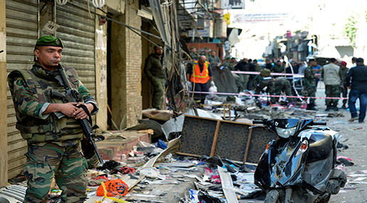 Lebanese Army Forces in the site of explosion in Beirut's Southern suburb