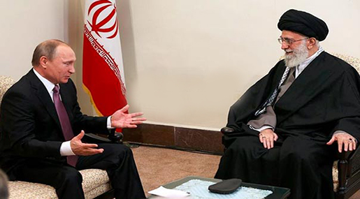 Russian President Vladimir Putin and Leader of the Islamic Revolution His Eminence Imam Sayyed Ali Khamenei
