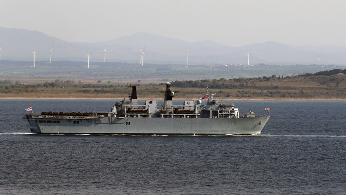 Royal Navy flagship, the HMS Bulwark