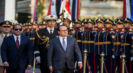 Egyptian President Abdel Fattah al-Sisi and visiting French President Francois Hollande 