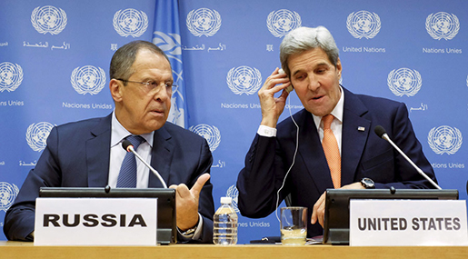 US Secretary of State John Kerry and Russian FM Sergei Lavrov 