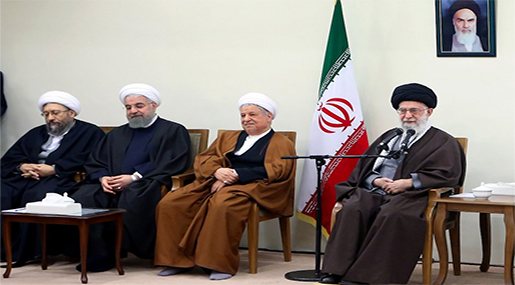 Leader of the Islamic Revolution His Eminence Imam Sayyed Ali Khamenei and Iran President Sheikh Hassan Rouhani