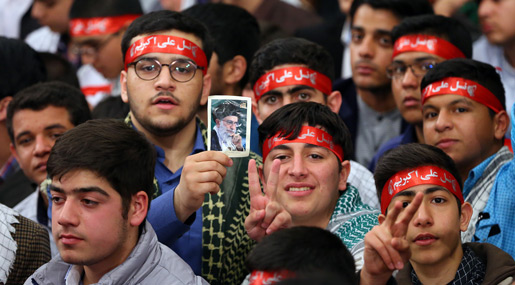 crowds during Ayatollah Khameni's speech