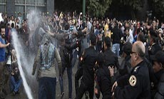 Egyptian Police Fire Water Cannons at Cairo Protesters