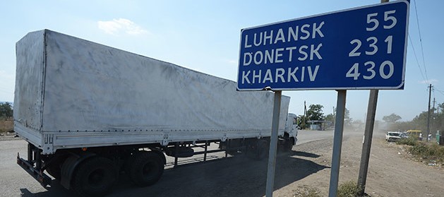 Trucks with Russian Aid Reach E Ukraine