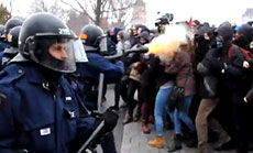 Canadian Cops Fire Tear Gas at Student Protesters’ Faces 