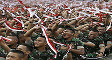 Indonesians Join Thousands of Soldiers, Police at Rallies