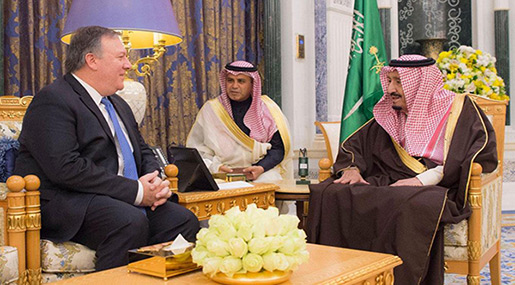 Saudi King Salman Meets CIA Chief Pompeo in Riyadh