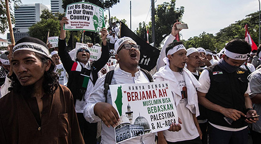 Mass Pro-Palestine Protest in Indonesia against US Al-Quds Move