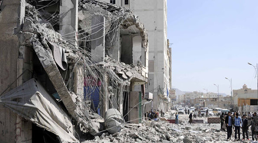 A destroyed building in Yemen 