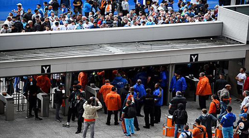 A crowd outside Stade de France