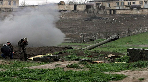 Armenian artillery position of the self-defense army of Nagorno-Karabakh in Martakert