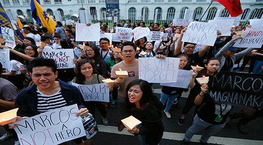 «Marcos Not a Hero» protest in the Philippines 