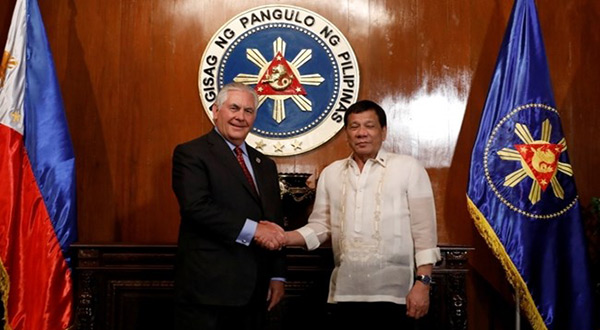 US Secretary of State Rex Tillerson and Philippine President Rodrigo Duterte