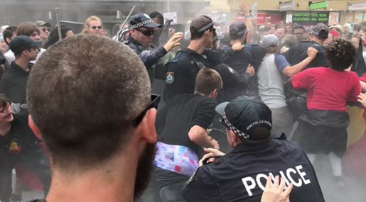Violence, Clasehs between Police, Protesters during Australia Day