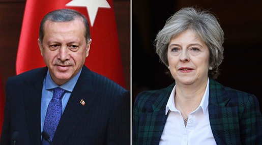 UK PM Theresa May and Turkish President Recep Tayyip Erdogan 