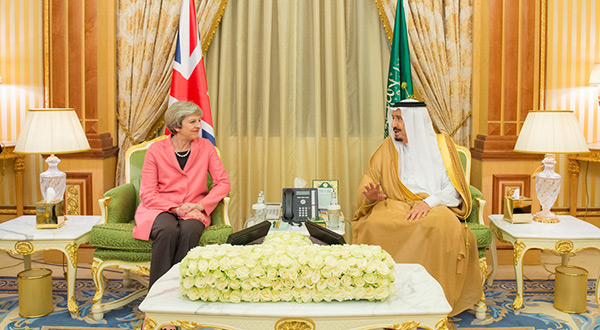 Saudi King Salman and British PM Theresa May
