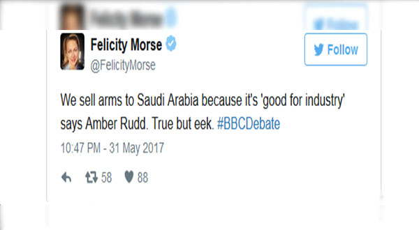 British Home Secretary under Fire for Not Apologizing UK Arms Sale to Saudi Arabia British Home Secretary under Fire for Not Apologizing UK Arms Sale to Saudi Arabia