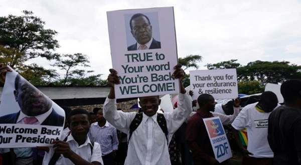 Zimbabwean President Emmerson Mnangagwa supporters 
