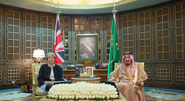 UK PM Theresa May and Saudi King Salman 