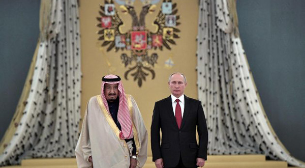 Saudi King Salman and Russia President Vladimir Putin
