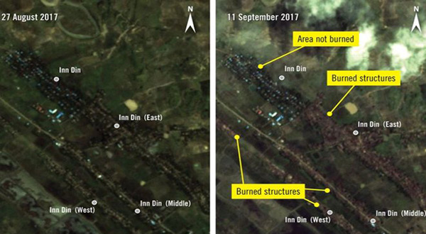 Satellite image of burned Rohingya villages