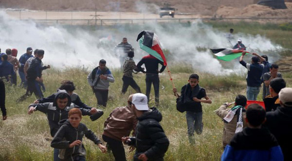 protesters in Gaza