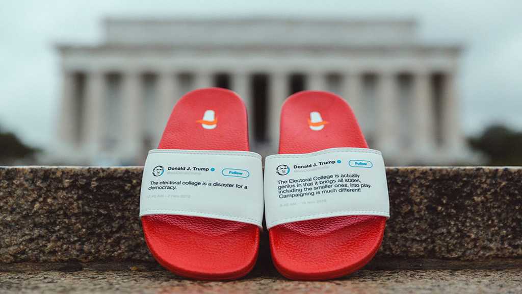 Trump’s Contradictory Tweets Emblazoned On Flip Flops [PHOTOS]