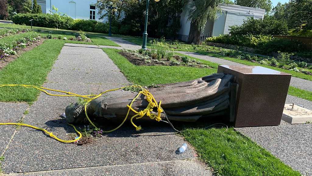 Queen Elizabeth II Statue Toppled In Canada on National Holiday