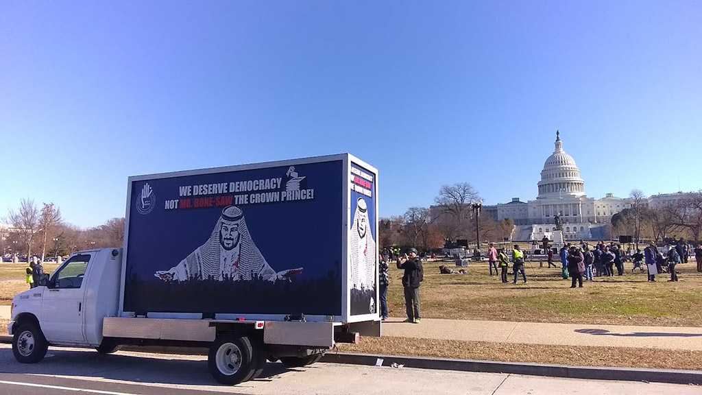 Opp. Group Protests Saudi Dictatorship via “Mr Bone-saw” Mobile Ad in US Streets