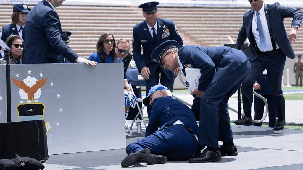 US President Biden Trips, Falls during Military Graduation Ceremony