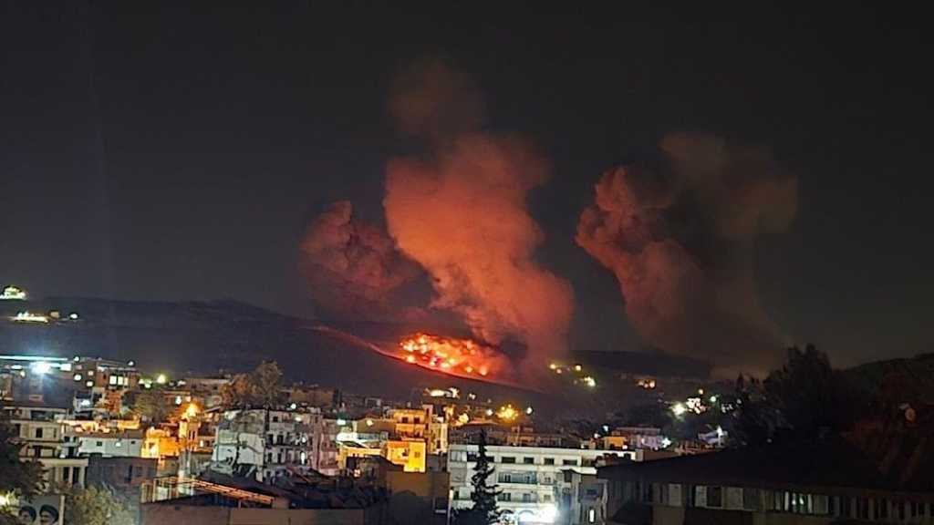 “Israel” Launches Massive Strikes on South Lebanon, Sparks Fires