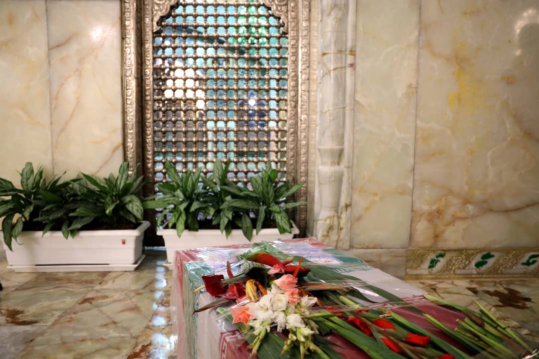 Martyr Fakhrizadeh at Shrine of Imam Reza [AS] Before He Is Laid to Rest